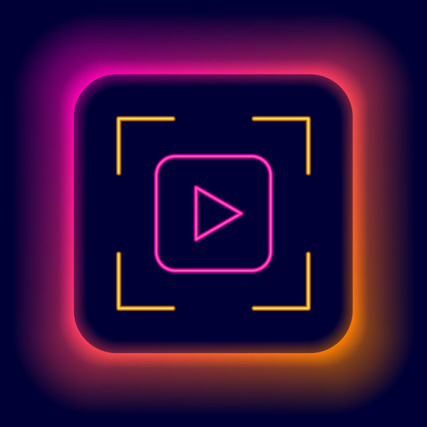 发光的霓虹灯线相机对焦框线图标图片下载