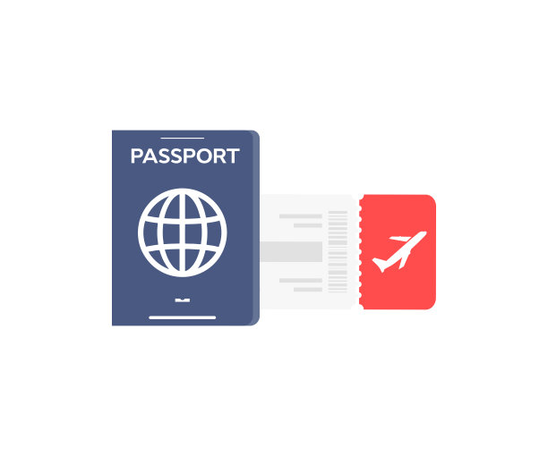 国际护照和机票。旅游、旅游、移民证件。飞机通行证。ID控制在机场矢量设计和说明。图片下载