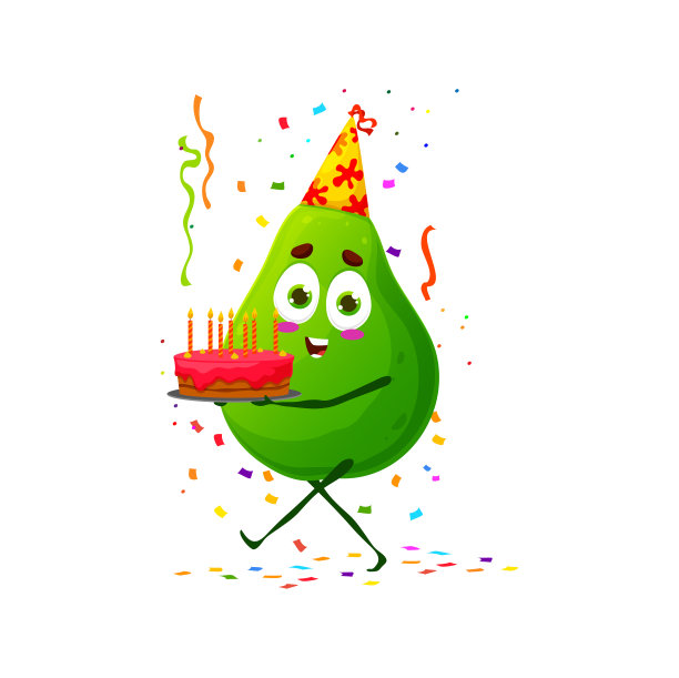 卡通可爱的番石榴水果人物生日图片下载