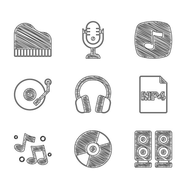 设置耳机黑胶唱片立体声扬声器mp4图片下载