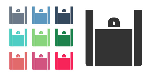 黑色在线订购和快餐配送图标隔离在白色背景。设置图标彩色。向量图片下载