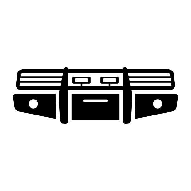 汽车动力前保险杠图标。黑色的轮廓。前视图。矢量简单的平面图形说明。白色背景上的孤立物体。隔离。图片下载