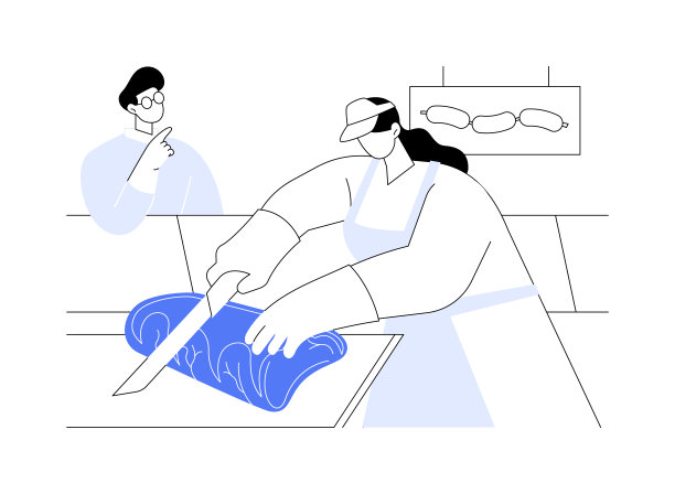 零售肉类切割抽象概念矢量插图。图片下载