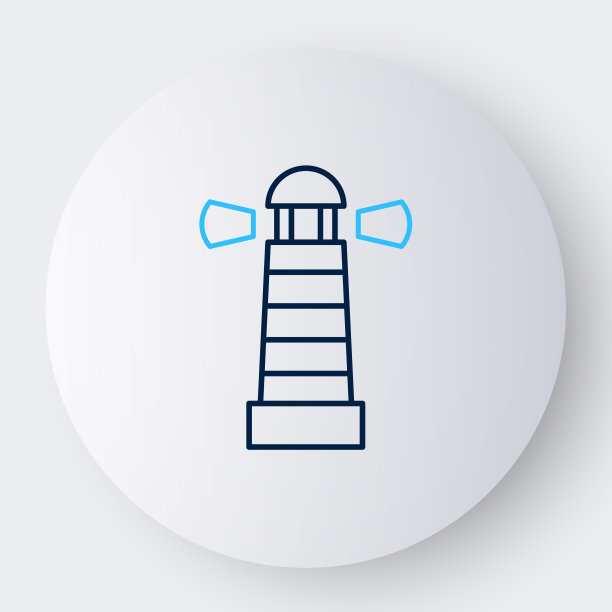 线灯塔图标孤立在白色背景。色彩缤纷的轮廓概念。向量图片下载