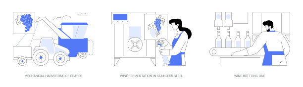 葡萄酒生产抽象概念矢量插图。图片下载