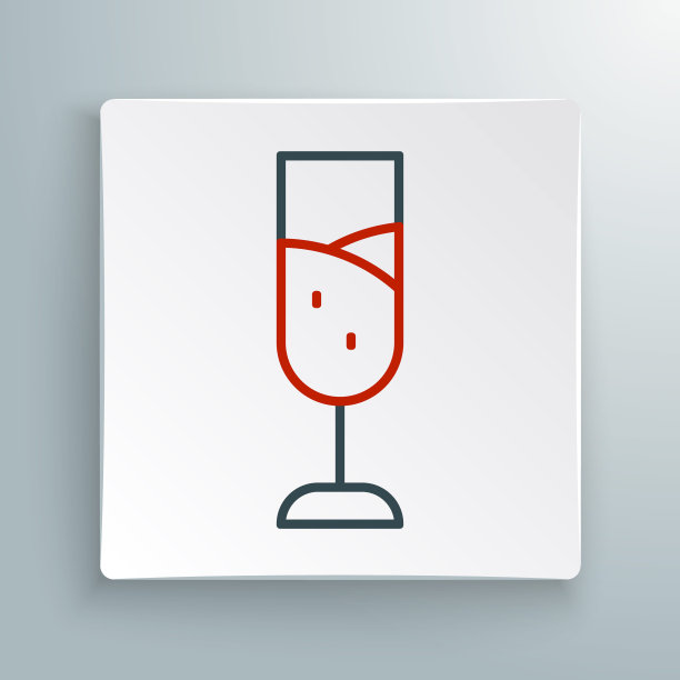 线杯香槟图标隔离在白色背景。圣诞快乐，新年快乐。色彩缤纷的轮廓概念。向量图片下载