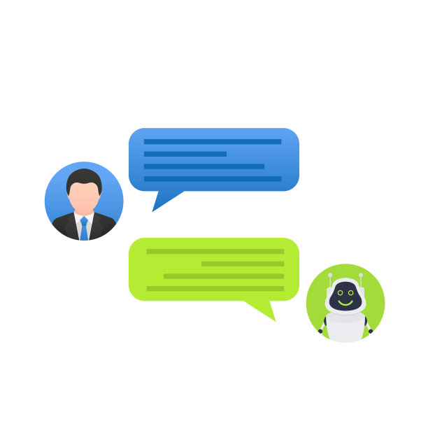 聊天机器人横幅概念。横向业务横幅模板与一个人与聊天机器人交互的插图。支持服务机器人。聊天机器人在线交流。矢量图图片下载