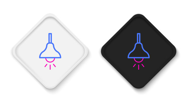 线灯挂图标孤立在白色背景。顶灯灯泡。色彩缤纷的轮廓概念。向量图片下载