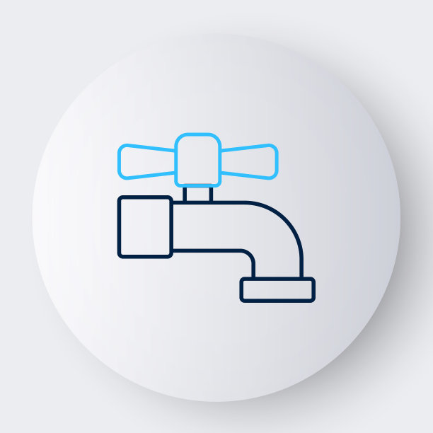 线水龙头图标孤立的白色背景。色彩缤纷的轮廓概念。向量图片下载