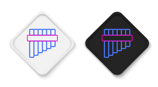 线排箫图标隔离在白色背景。传统的秘鲁乐器。来自秘鲁、玻利维亚和墨西哥的民间乐器。色彩缤纷的轮廓概念。向量图片下载