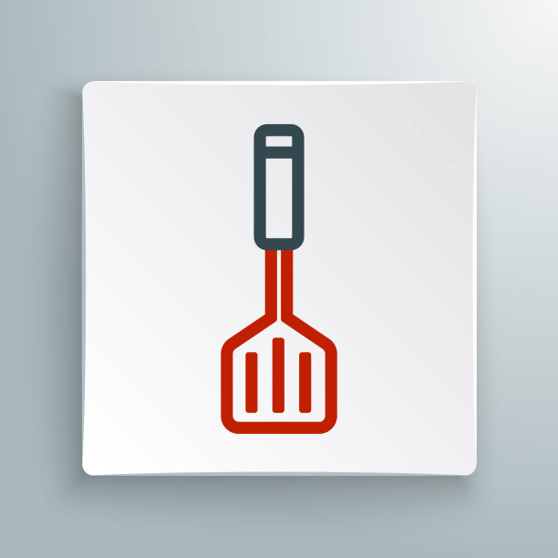 线抹刀图标孤立的白色背景。厨房抹刀图标。烧烤铲标志。烧烤和烧烤工具。色彩缤纷的轮廓概念。向量图片下载