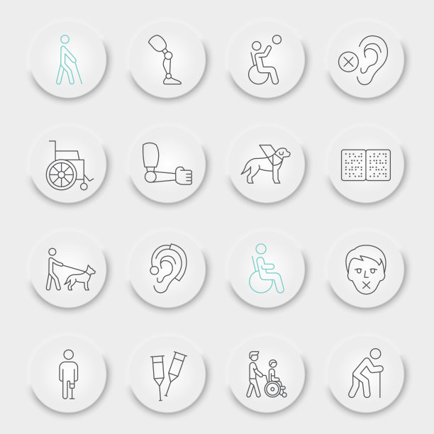 残疾线图标集图片下载