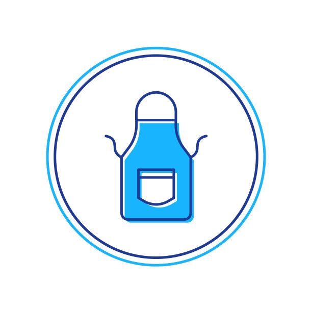 填充轮廓铁匠围裙图标孤立的白色背景。防护服和工具工人。向量图片下载