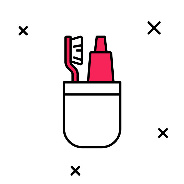 填充轮廓牙刷和牙膏管图标孤立的白色背景。一次性浴室用品。向量图片下载