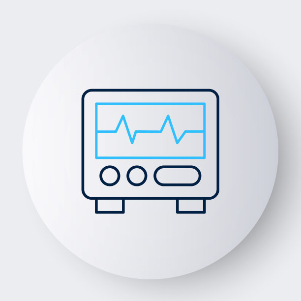 线计算机监视器与心电图图标隔离在白色背景。监控图标。手写的心电监护仪。色彩缤纷的轮廓概念。向量图片下载
