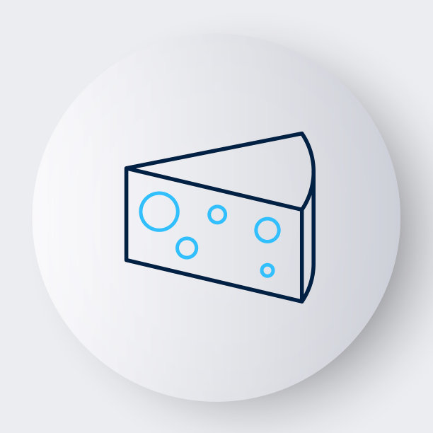线奶酪图标孤立的白色背景。色彩缤纷的轮廓概念。向量图片下载