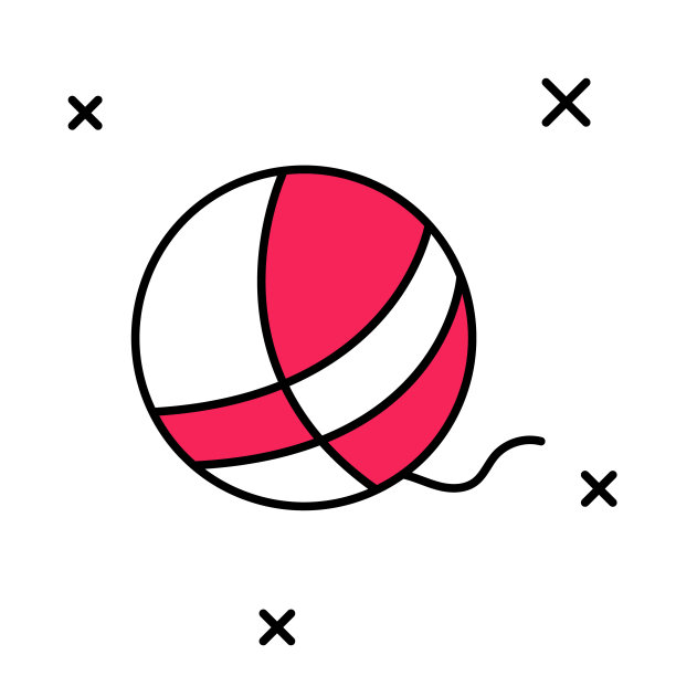 填充轮廓纱球图标孤立的白色背景。手工制作，编织或裁缝店的标签。向量图片下载