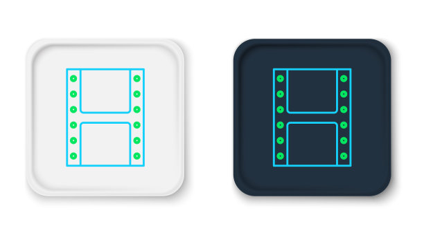 线播放视频图标孤立的白色背景。薄膜条形标志。色彩缤纷的轮廓概念。向量图片下载