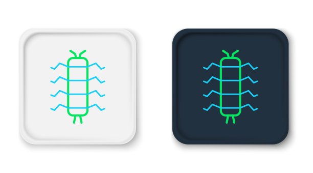 线蜈蚣昆虫图标孤立的白色背景。色彩缤纷的轮廓概念。向量图片下载