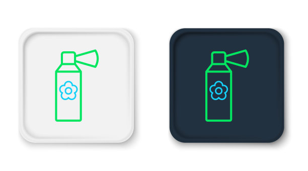 线空气清新喷雾瓶图标隔离在白色背景。空气清新气雾剂瓶。色彩缤纷的轮廓概念。向量图片下载