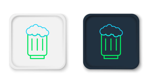 线木制啤酒杯图标孤立的白色背景。色彩缤纷的轮廓概念。向量图片下载