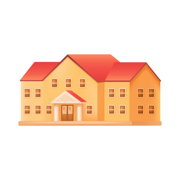 黄色教学楼3D插图图片下载
