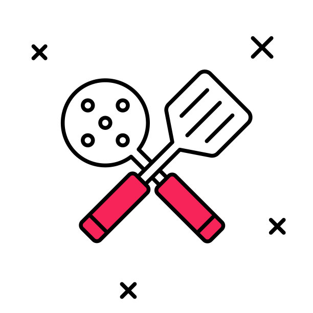 填充轮廓抹刀图标孤立的白色背景。厨房抹刀图标。烧烤铲标志。烧烤和烧烤工具。向量图片下载