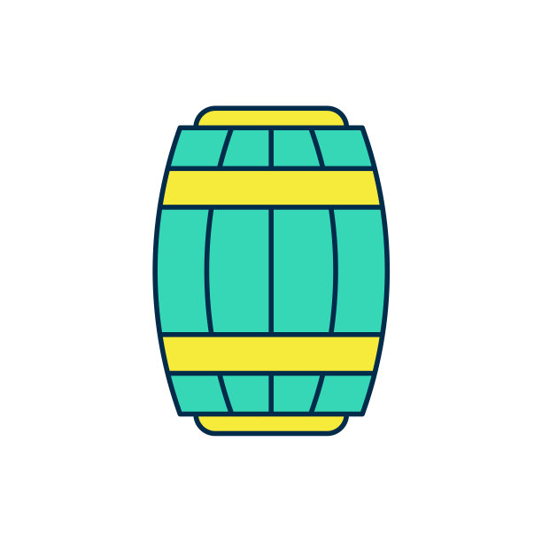 填充轮廓木桶图标孤立的白色背景。酒桶，饮料容器，啤酒，威士忌，葡萄酒木桶。向量图片下载
