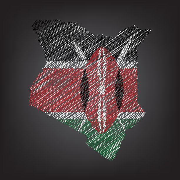 肯尼亚的涂鸦地图。草图国家地图颜色的信息图表，小册子和演示文稿图片下载