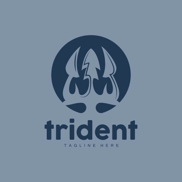 三叉戟标志，优雅简单的极简主义设计，宙斯神武器矢量，神庙插图符号图标图片下载