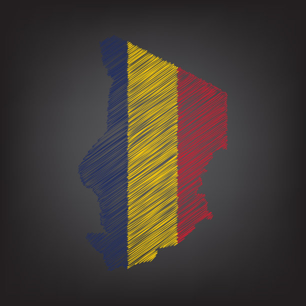 乍得的涂鸦地图。草图国家地图颜色的信息图表，小册子和演示文稿图片下载