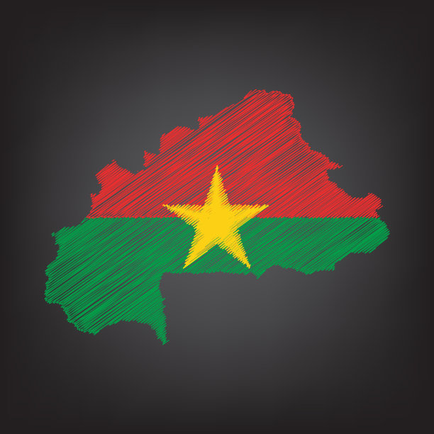 布基纳法索的涂鸦地图。草图国家地图颜色的信息图表，小册子和演示文稿图片下载