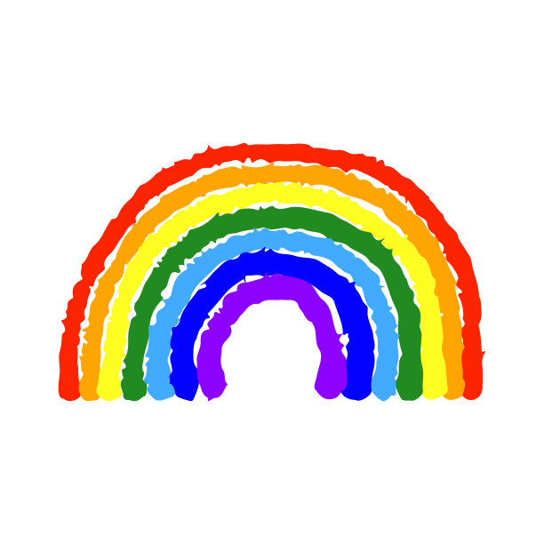 彩虹图标。水墨彩绘。前视图。矢量简单的平面图形手绘插图。白色背景上的孤立物体。隔离。图片下载