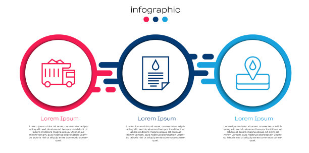 设置矿用自卸车，油滴文件和油田。业务信息图表模板。向量图片下载