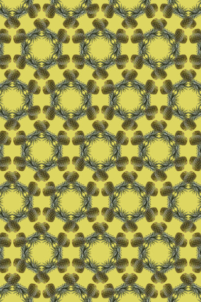 黄色背景上的菠萝创意照片图片下载