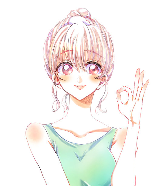 一个女人给出一个OK的手势图片下载