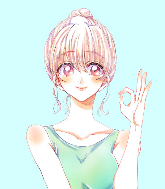 一个女人给出一个OK的手势图片下载