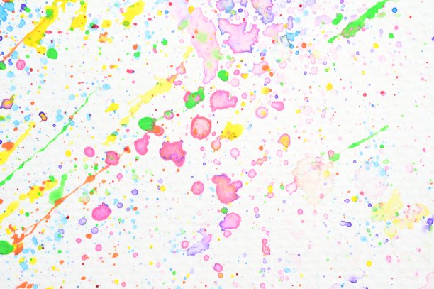 水彩溅在白纸上，五彩缤纷的艺术设计图片下载