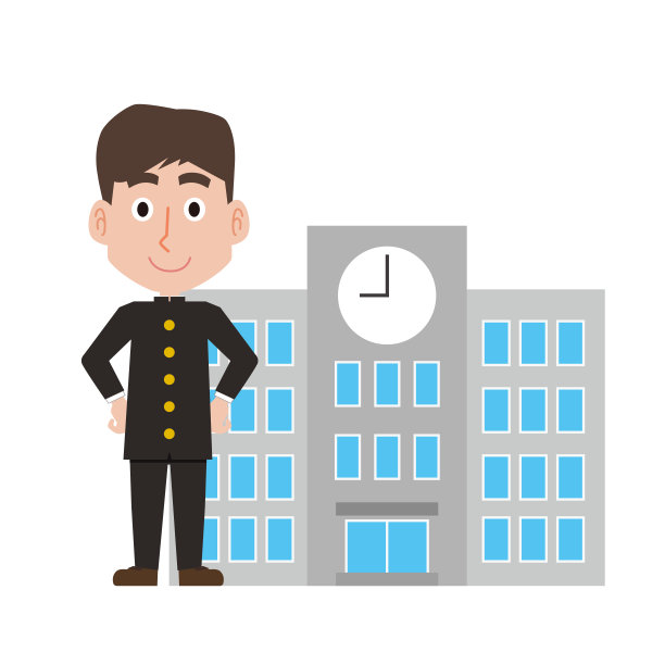 教学楼和男学生图片下载