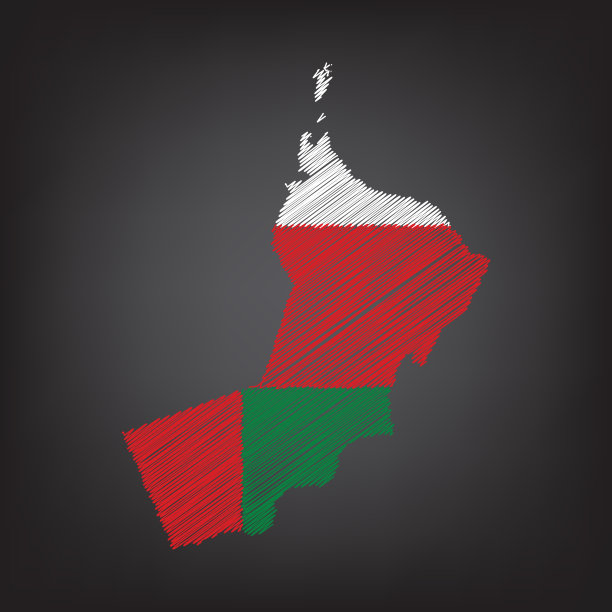 阿曼的涂鸦地图。草图国家地图颜色的信息图表，小册子和演示文稿图片下载