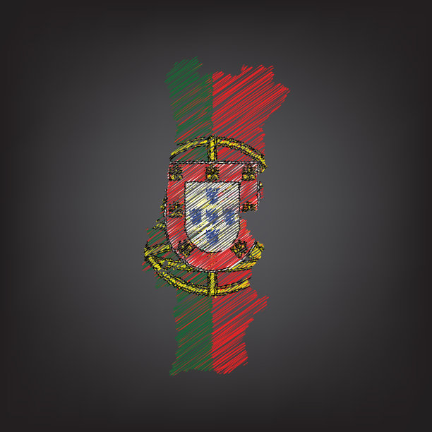 葡萄牙的涂鸦地图。草图国家地图颜色的信息图表，小册子和演示文稿图片下载