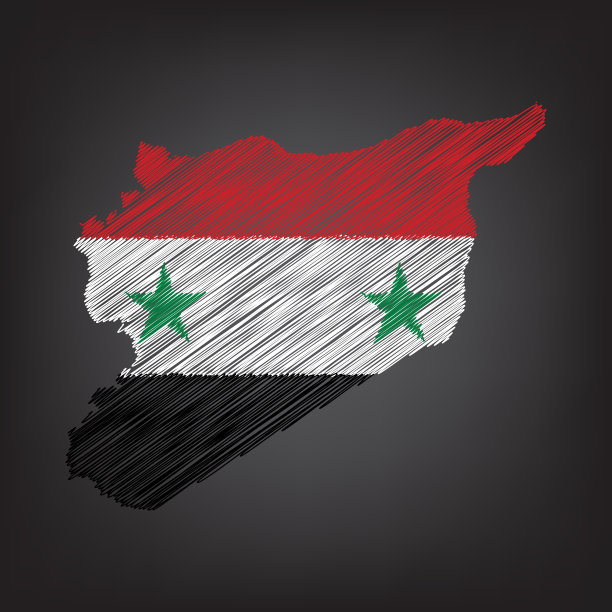 叙利亚的涂鸦地图。草图国家地图颜色的信息图表，小册子和演示文稿图片下载