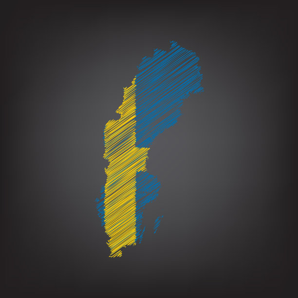 潦草的瑞典地图。草图国家地图颜色的信息图表，小册子和演示文稿图片下载