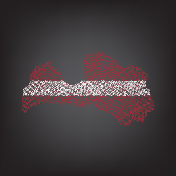 拉脱维亚的涂鸦地图。草图国家地图颜色的信息图表，小册子和演示文稿图片下载