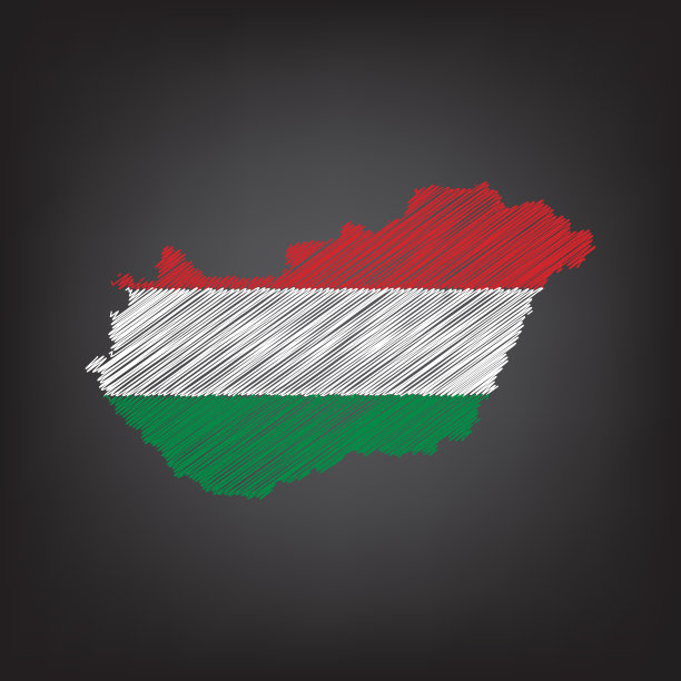 匈牙利的涂鸦地图。草图国家地图颜色的信息图表，小册子和演示文稿图片下载