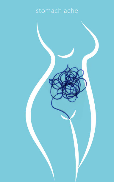 经期，痉挛，胃，女人，身体，插图图片下载