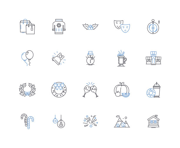 耶稣诞生线图标集合。出生，马槽，马厩，玛丽，约瑟夫，伯利恒，天使矢量和线性插图。智者，牧羊人，星轮廓标志设置图片下载