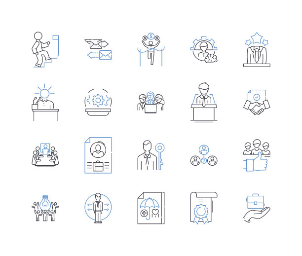 方向线图标集合。指导，路径，方向，导航，寻路，指南针，路线矢量和线性插图。指针、方位、目的地轮廓标志设置图片下载