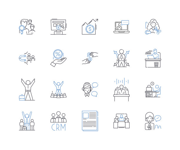 就业价值线图标收集。薪酬，福利，津贴，满意度，成长，进步，安全矢量和线性插图。工作与生活的平衡，灵活性，创造力的轮廓标志设置图片下载