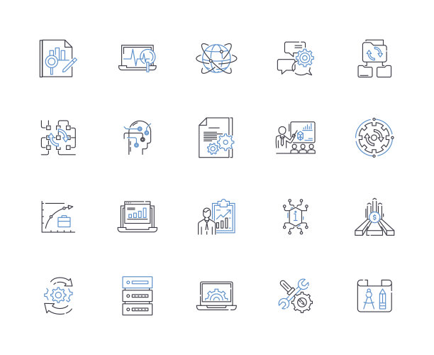 数字图形线图标集合。矢量，像素，分辨率，格式，过滤器，纹理，图层矢量和线性插图。渐变，裁剪，网格轮廓标志设置图片下载